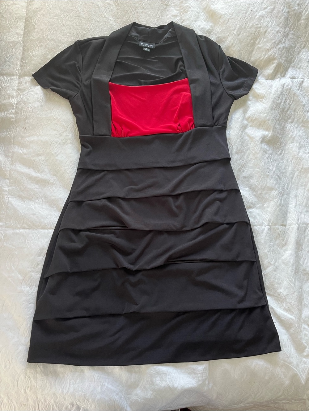 Enfocus Studio Black Dress with Red Bodice Panel
